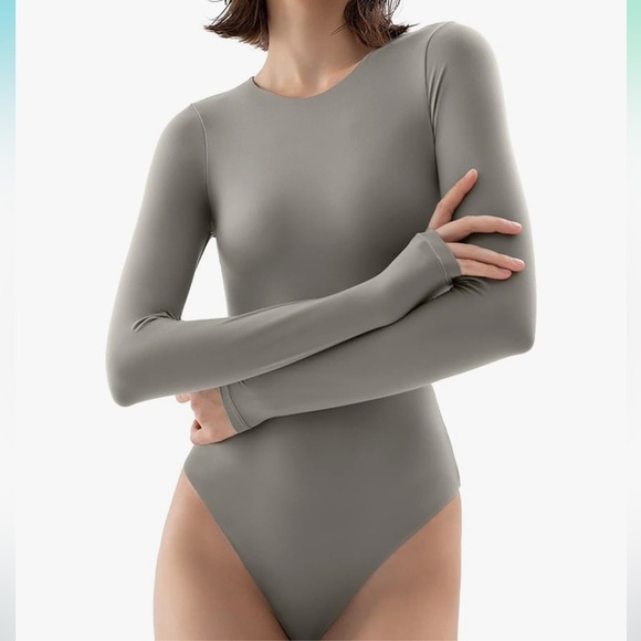 PUMIEY Crew Neck Long Sleeve Bodysuit Second-skin - Smoke Cloud Collection Gray - Picture 1 of 7